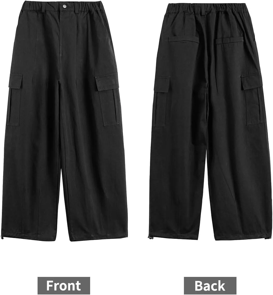 Rolanko Girls Cargo Pants Wide Leg Streetwear Kids Pants with Pockets Trendy Jogger Trousers 4-14 Years