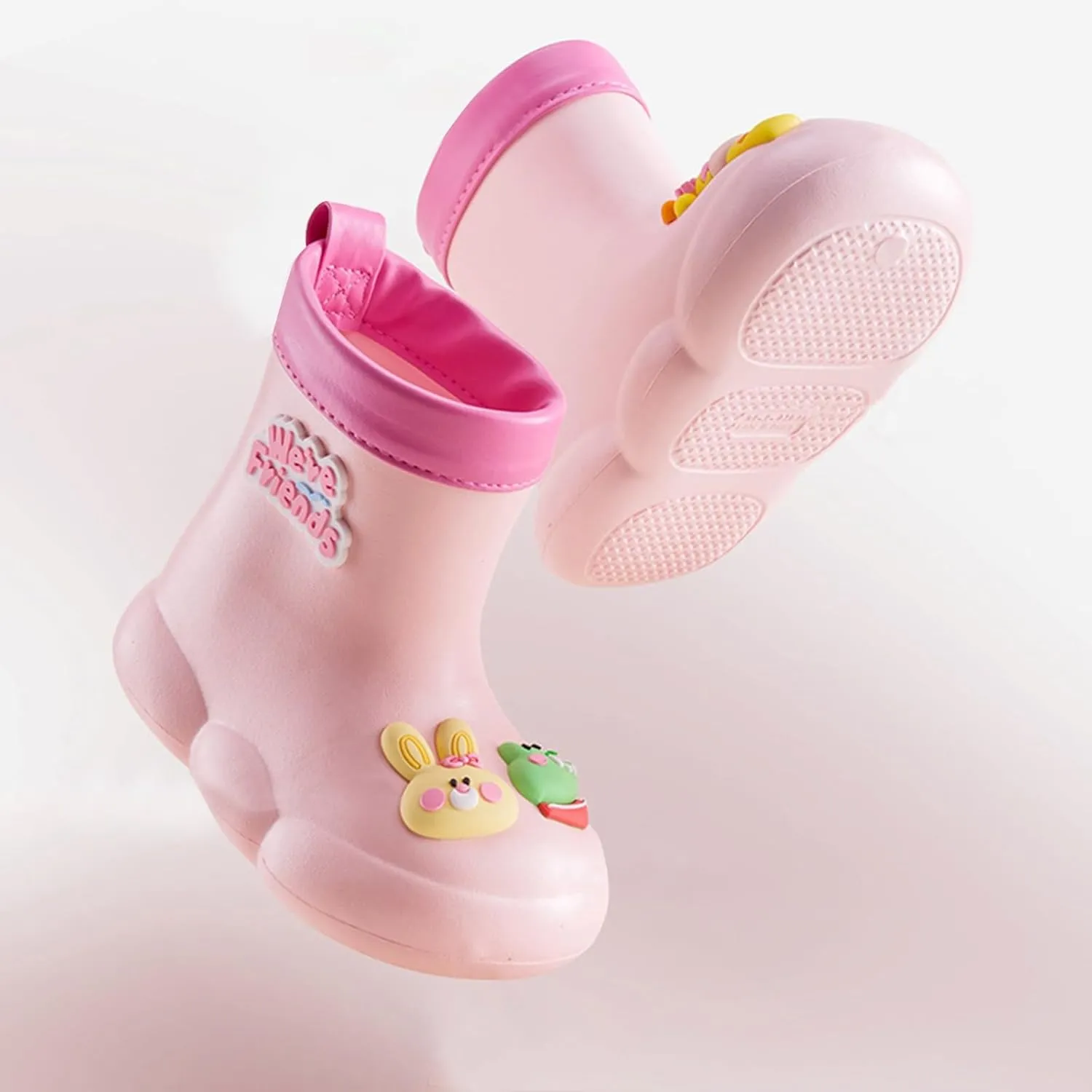 Roller Rain Boots For Toddler Baby Girls 𝗖artoon Bear 𝐖aterproof Booties Mid Length Non Slip Spring Fashion Shoes Cute