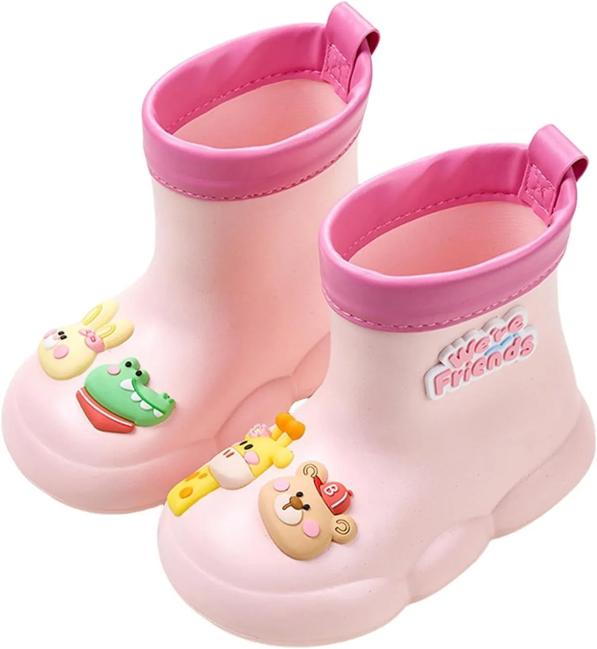 Roller Rain Boots For Toddler Baby Girls 𝗖artoon Bear 𝐖aterproof Booties Mid Length Non Slip Spring Fashion Shoes Cute