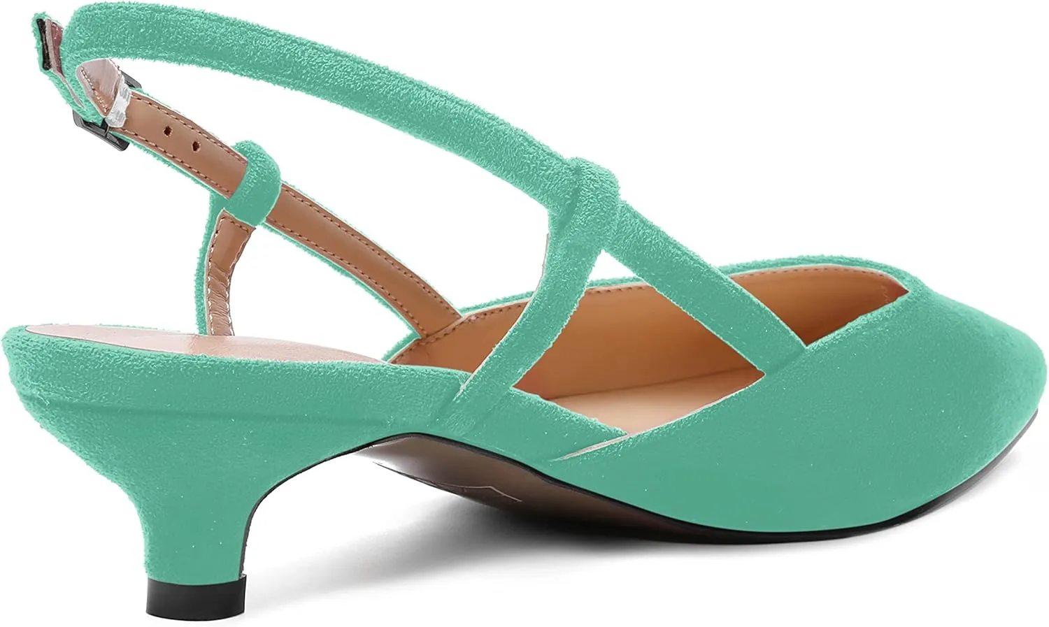 ROSERWISH Womens Cute Square Toe Slingback Suede Wedding Party Comfortable Kitten Low Heel Pumps Dress Shoes 1.5 Inch
