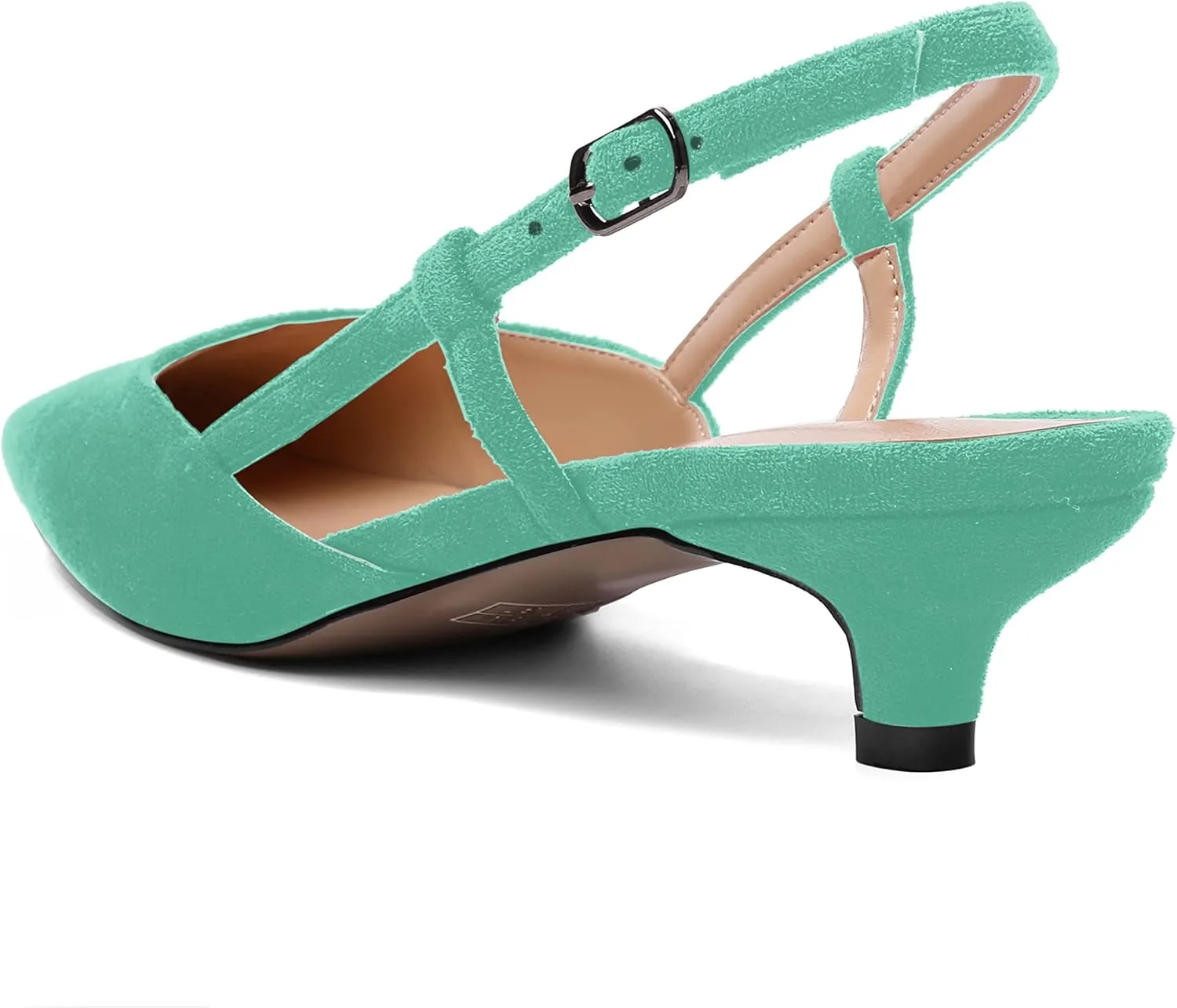 ROSERWISH Womens Cute Square Toe Slingback Suede Wedding Party Comfortable Kitten Low Heel Pumps Dress Shoes 1.5 Inch