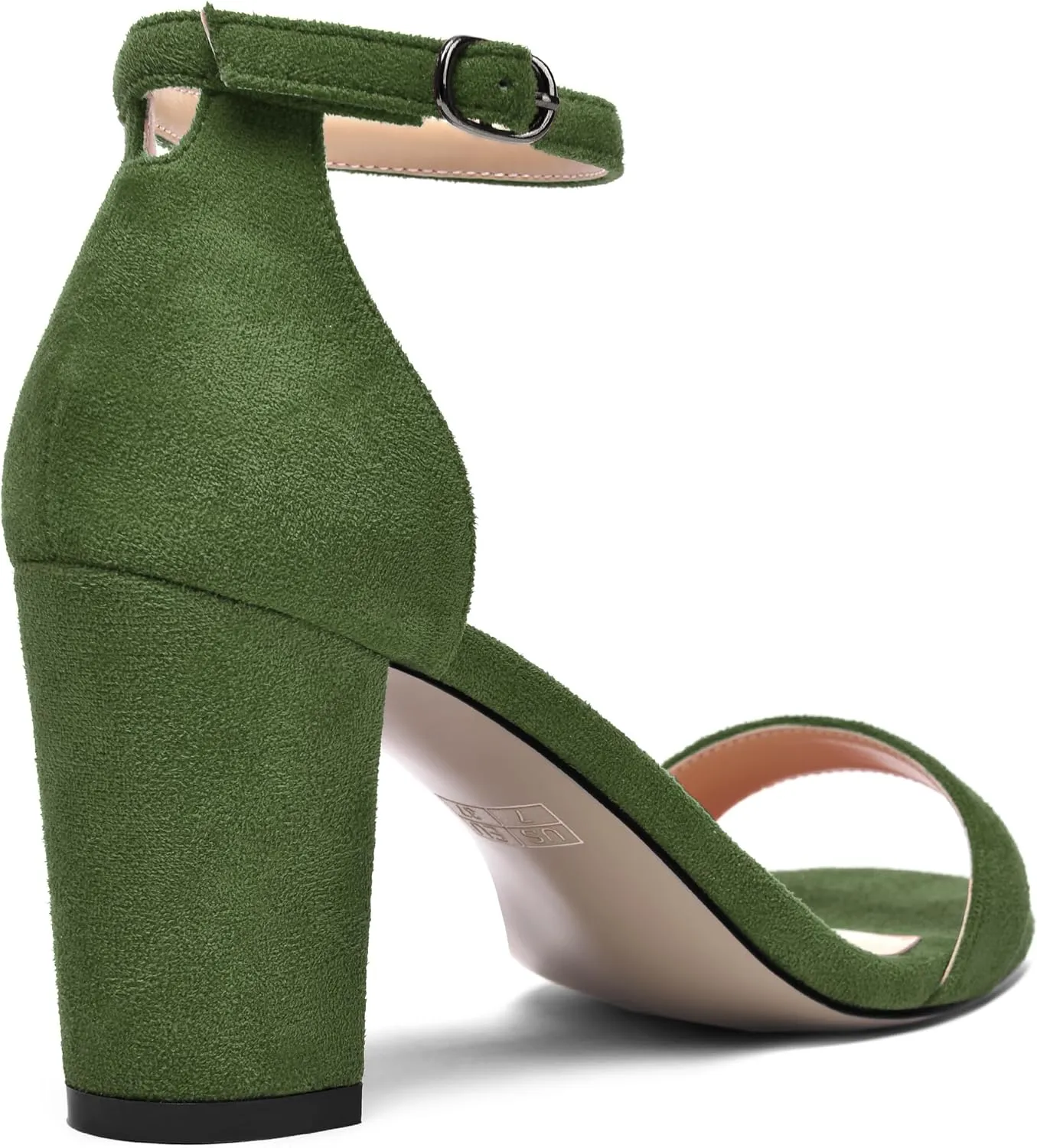 ROSERWISH Womens Dress Buckle Round Toe Suede Dating Ankle Strap Fashion Block High Heel Heeled Sandals 3.3 Inch