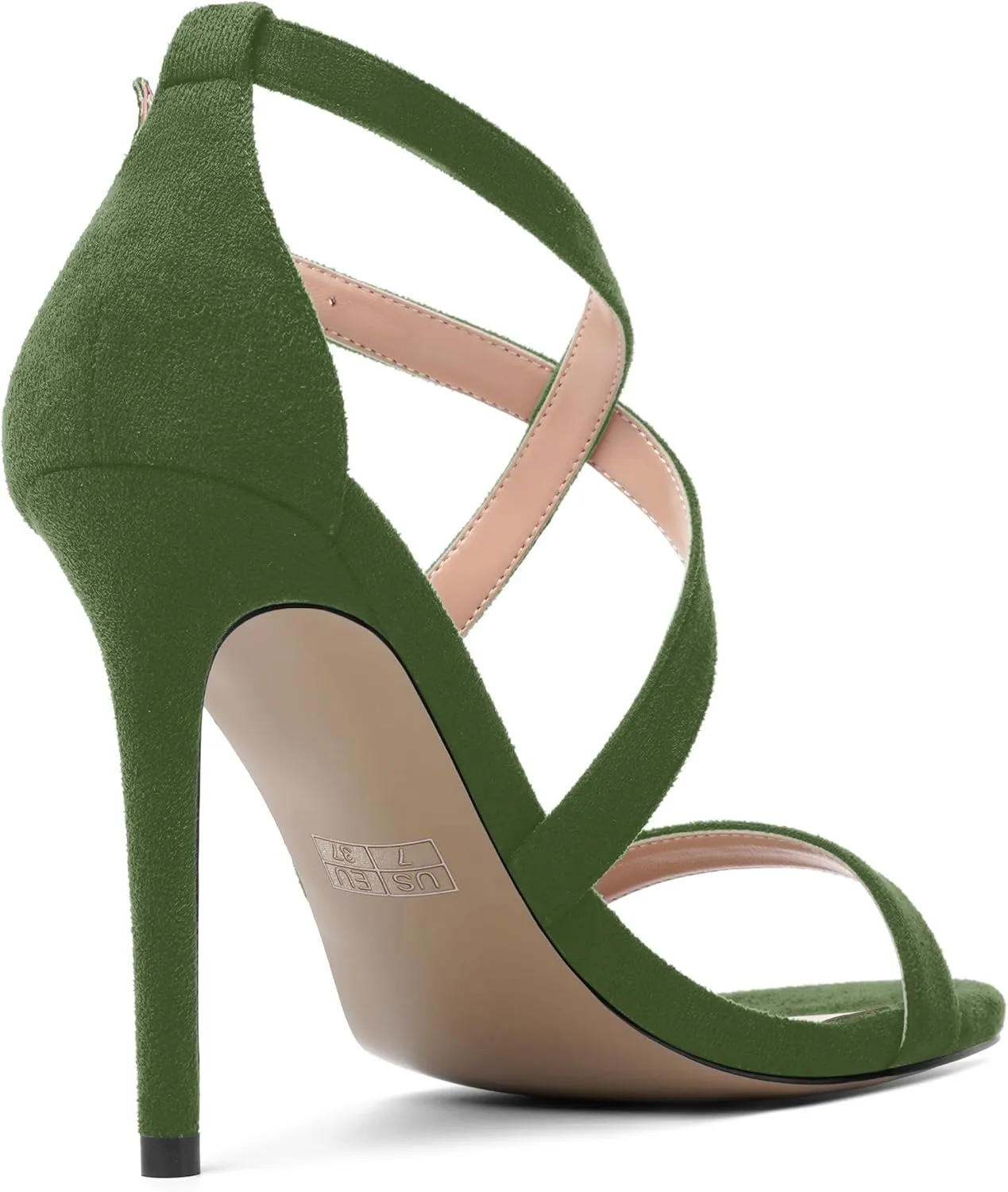 ROSERWISH Womens Open Toe Fashion Buckle Suede Sexy Evening Ankle Strap Stiletto High Heel Heeled Sandals 4 Inch
