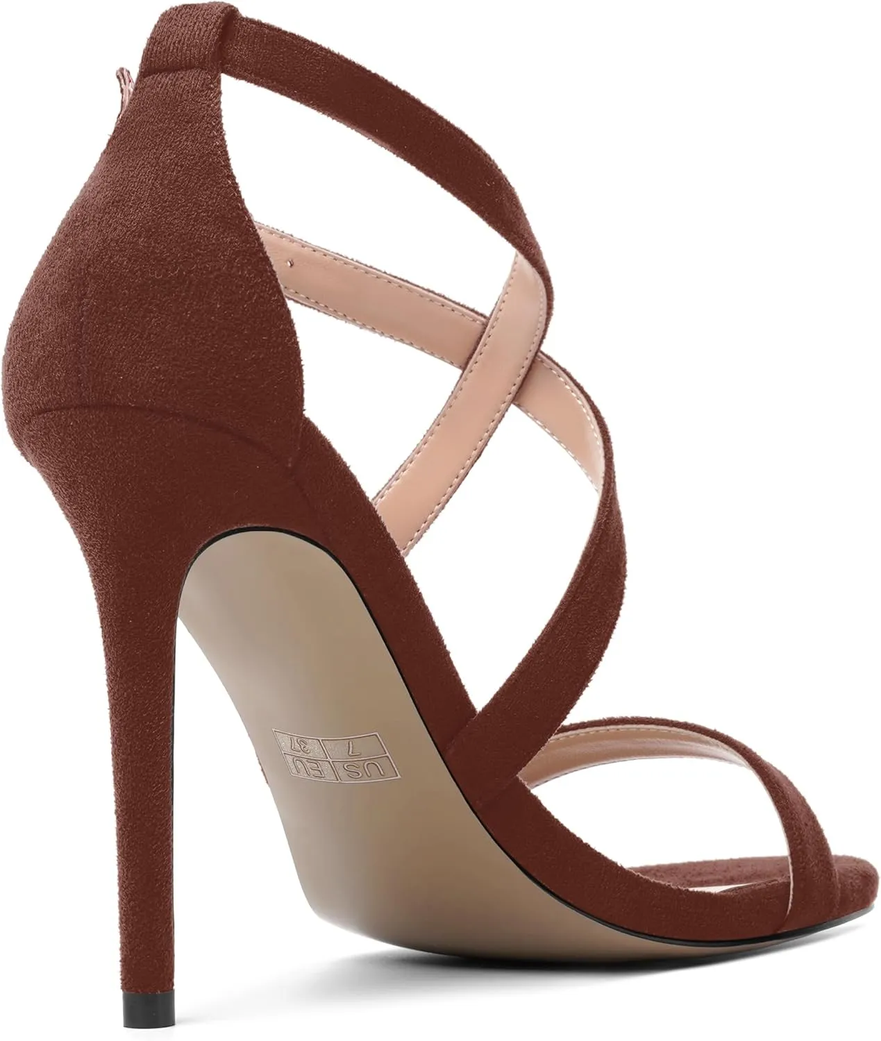 ROSERWISH Womens Open Toe Fashion Buckle Suede Sexy Evening Ankle Strap Stiletto High Heel Heeled Sandals 4 Inch