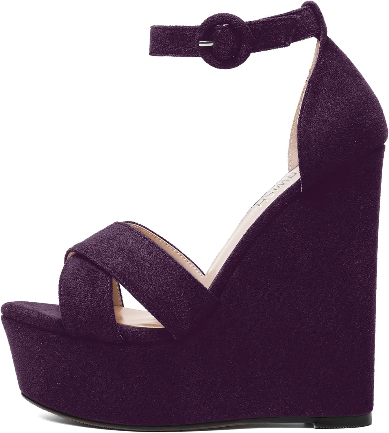 ROSERWISH Womens Open Toe Fashion Party Platform Ankle Strap Wedding Suede Sexy Wedge High Heel Heeled Sandals 6 Inch