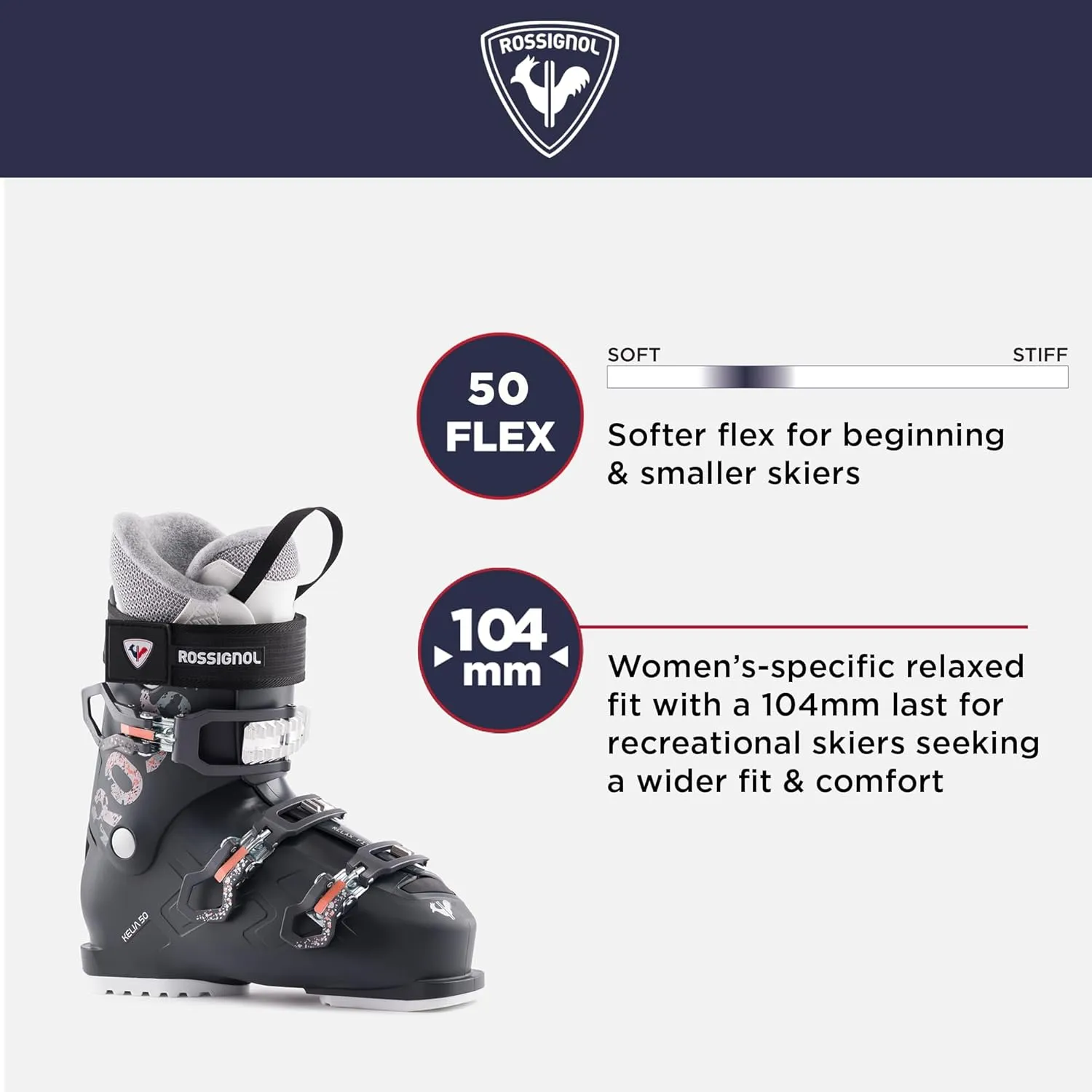 Rossignol Evo 70 - Ski Boots for Men - Relaxed Fit Snow Ski Boots - Black
