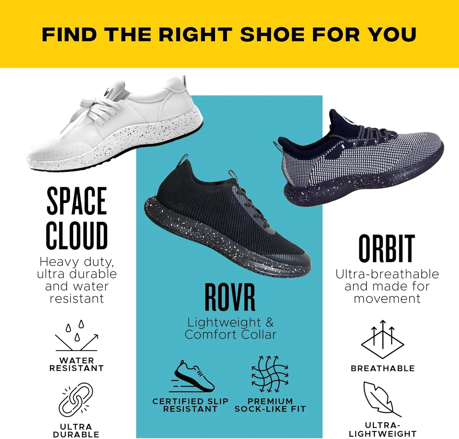 ROVR - Non Slip Shoes for Men & Women - Slip Resistant Work Shoes