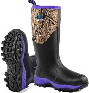 Rubber Boots for Women with Steel Shank, Waterproof Insulated Mud Rain Boots, 6mm Neoprene Anti-slip Outdoor Work Boots, Size 6-11