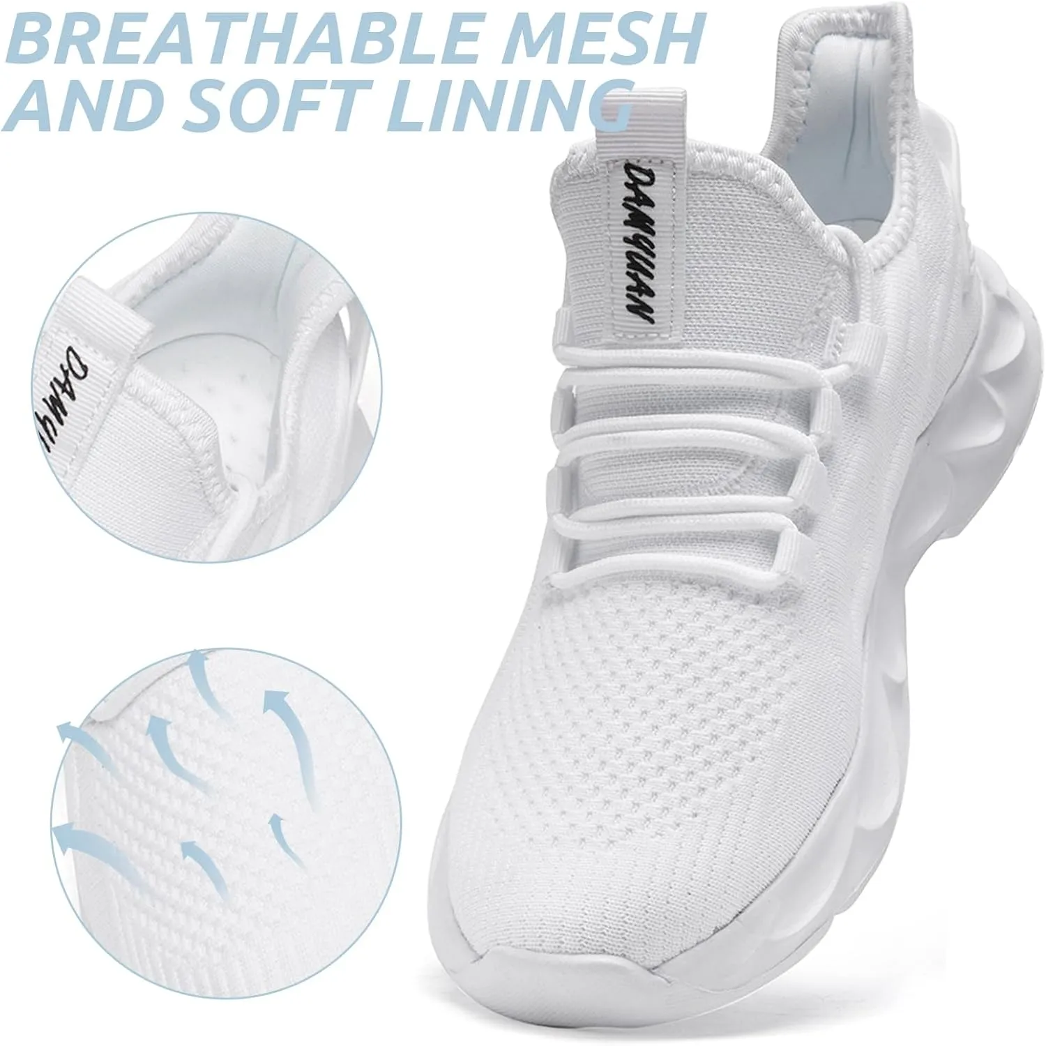 Running Womens Shoes Fashion Walking Sports Gym Tennis Breathable Slip on Ladies Non Slip Lightweight Jogging Sneakers