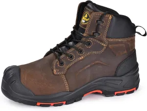 SAFETOE Safety Boots for Men Composite Toe Work Boots Lightweight Cow Leather Puncture Proof Slip On Work Boots Wide Fit