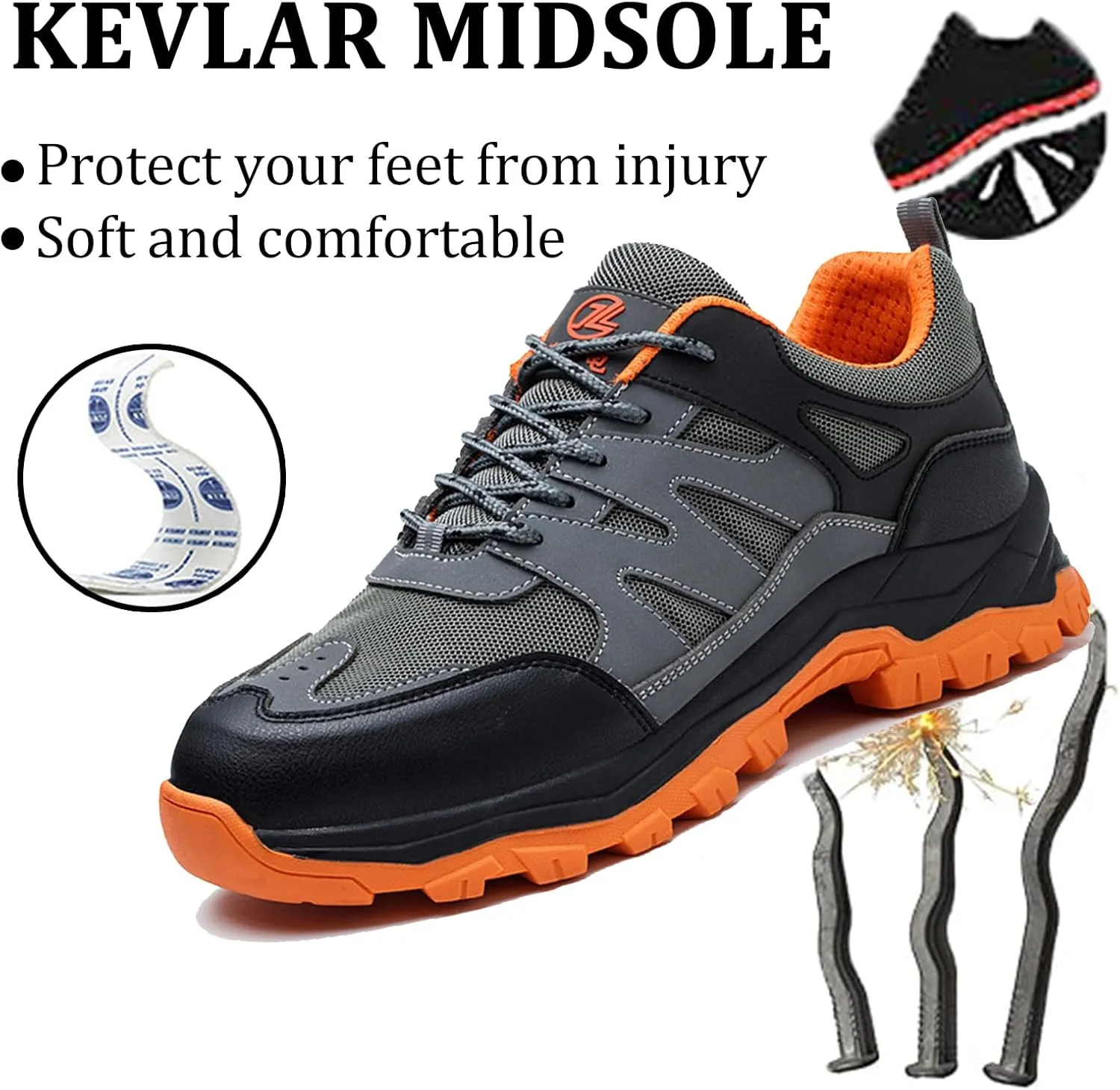 Safety Shoes for Women Men Lightweight Steel Toe Cap Trainers Work Breathable Safety Boots Non Slip Sneakers