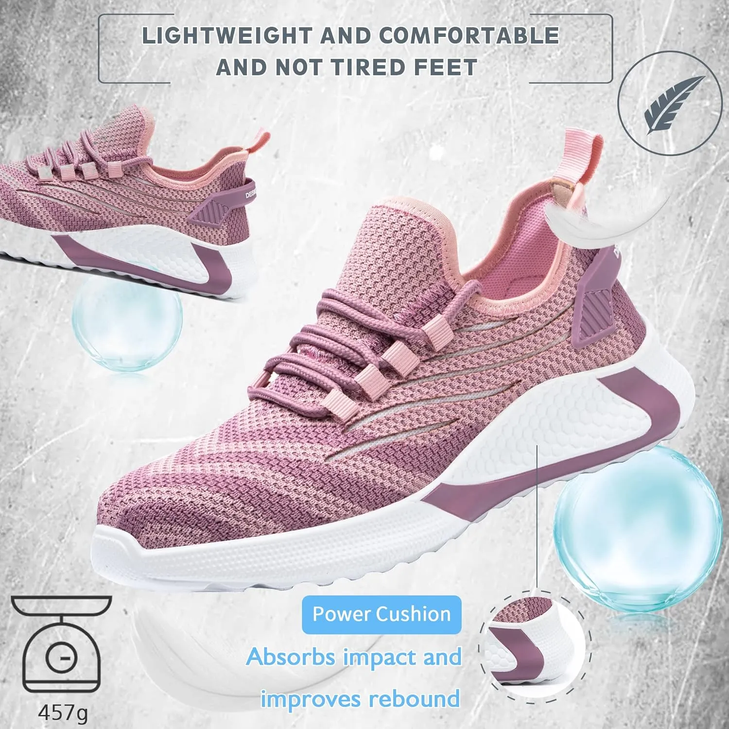 Safety Shoes Steel Toe Shoes for Men Women Breathable Safety Work Sneakers Lightweight Comfortable Proof Slip Resistant Fashion Sneakers Air Cushion Construction Industrial Shoes