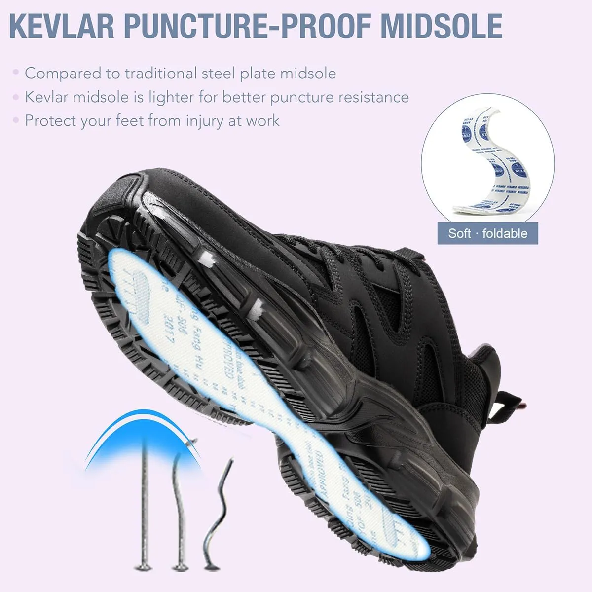 Safety Trainers Women's Steel Toe Cap Trainers Lightweight Safety Shoes for Women Breathable Work Boots