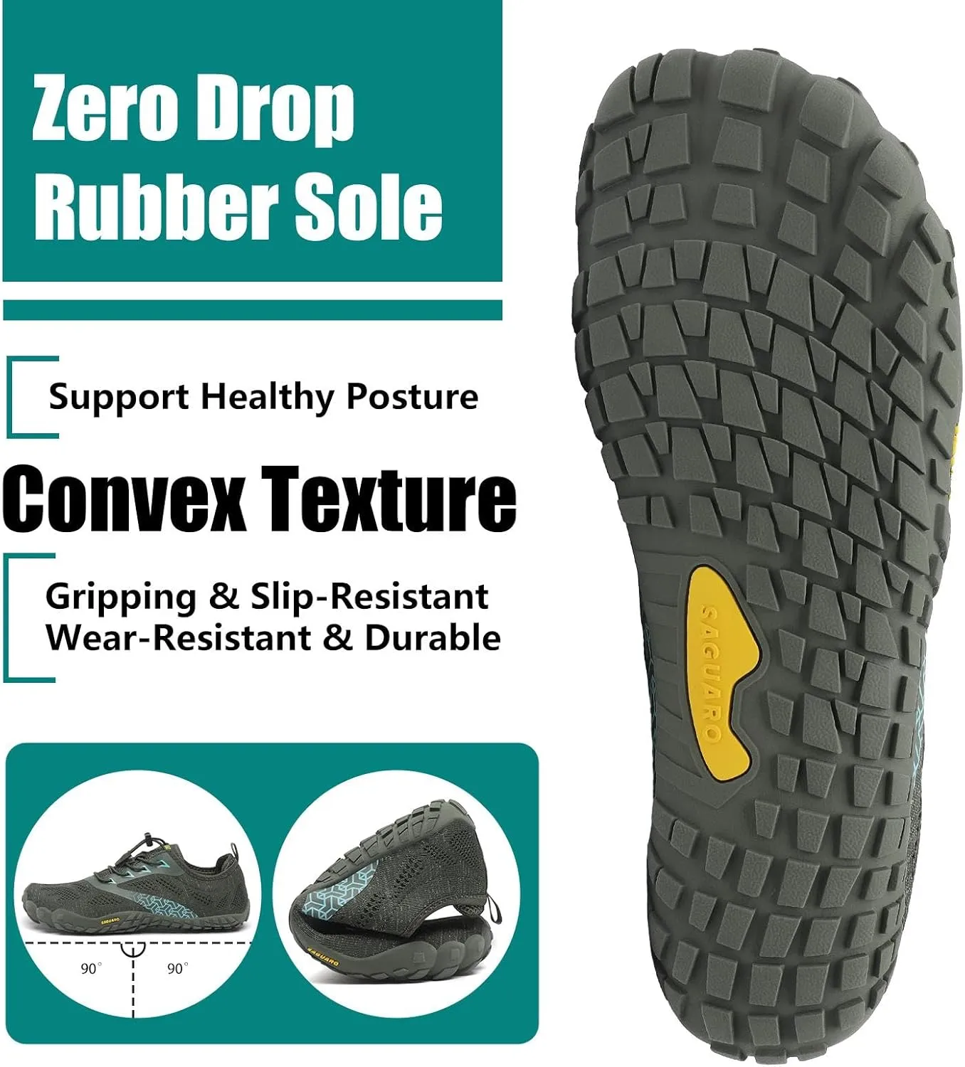 SAGUARO Womens Mens Barefoot Shoes Minimalist Trail Runner Wide Toe Box Zero Drop Outdoor Cross Training Shoe