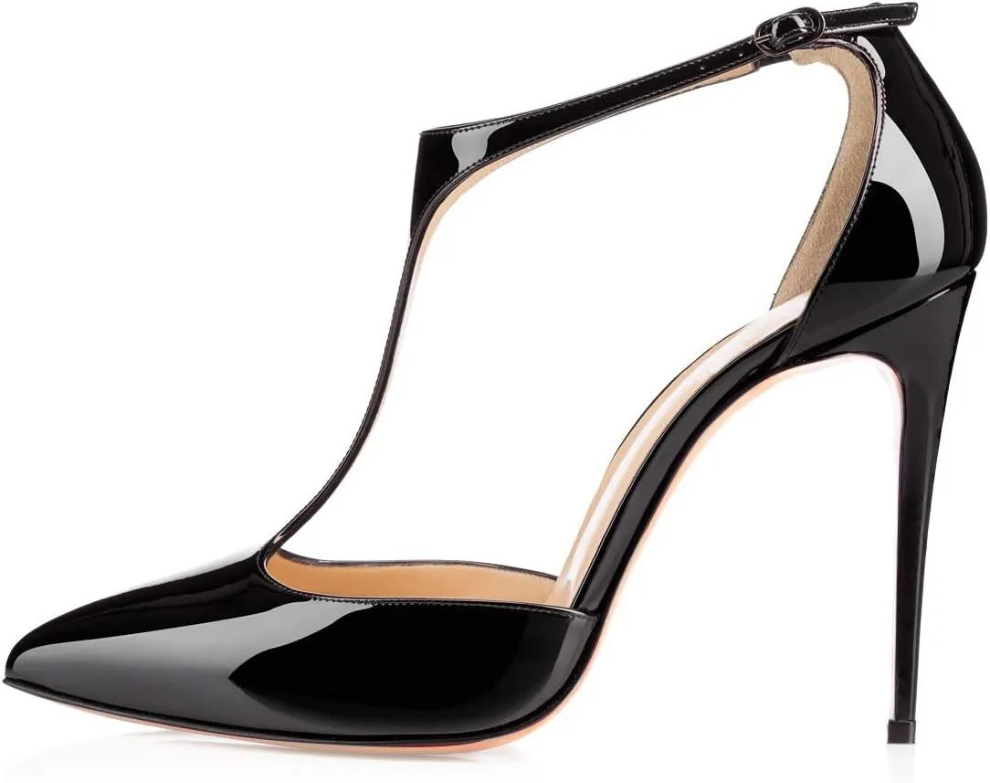 SAMMITOP Women's Peep Toe Pumps High Heels Stilettos Heeled Sandals Ankle Strap Slingback Sandals