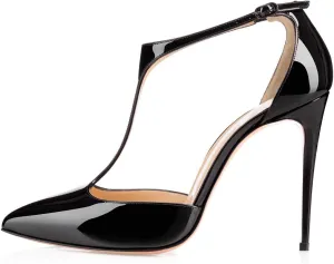 SAMMITOP Women's Peep Toe Pumps High Heels Stilettos Heeled Sandals Ankle Strap Slingback Sandals