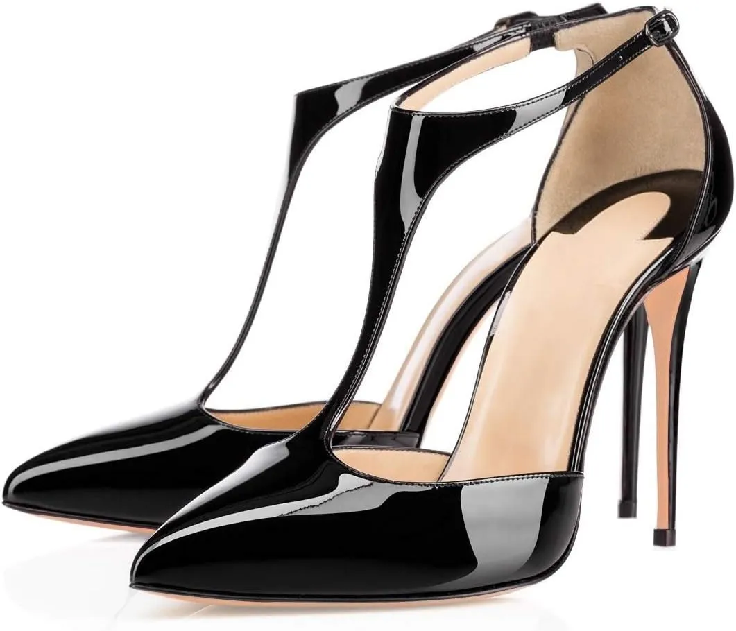SAMMITOP Women's Peep Toe Pumps High Heels Stilettos Heeled Sandals Ankle Strap Slingback Sandals