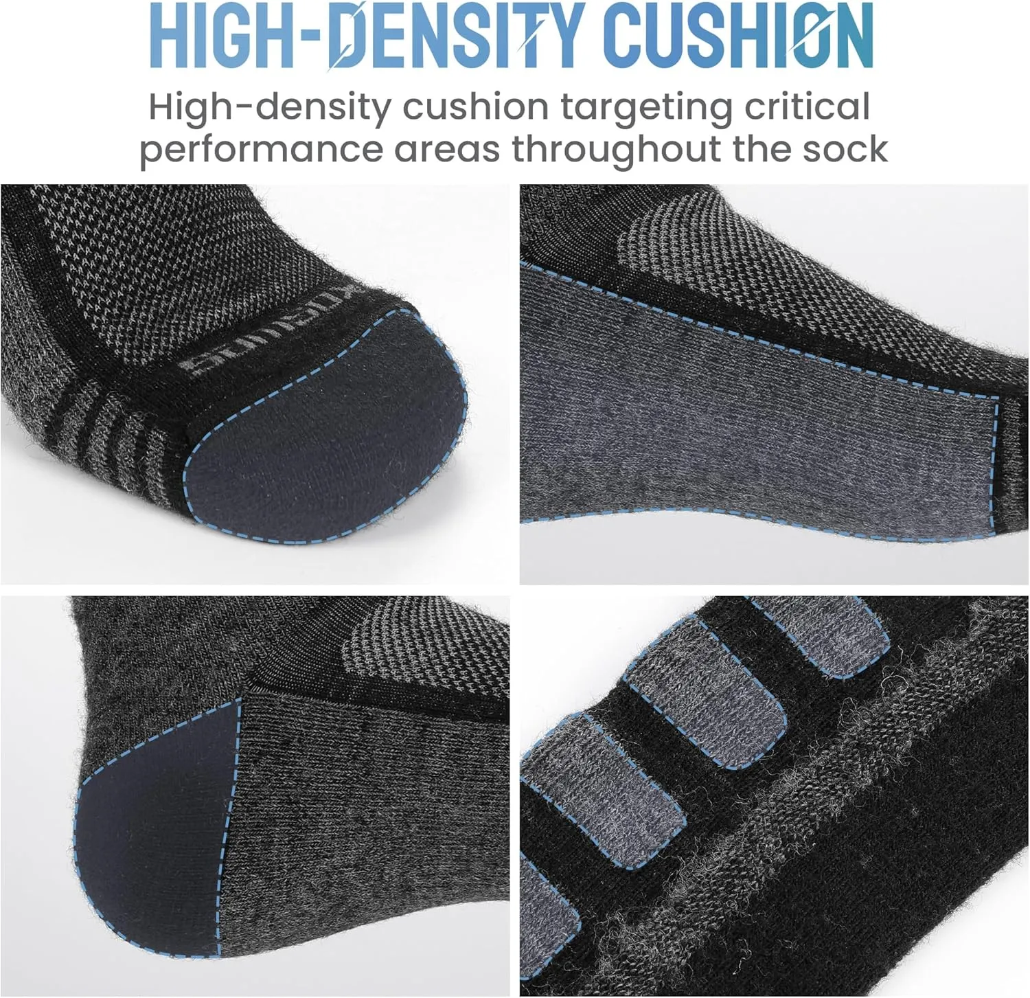 SAMSOX 2-Pair Merino Wool Ski Socks, Made in USA Over-the-Calf Skiing and Snowboarding Socks for Men & Women (Ashland)