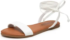 SANDALUP Womens Sandals Dressy Strappy Summer Cute Tie Up Ankle Strap flat sandals for women
