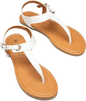 SANDALUP Women's Sandals Thong Flat Sandals Comfortable T-Strap Summer Shoes with Adjustable Ankle Buckle Dressy Sandals