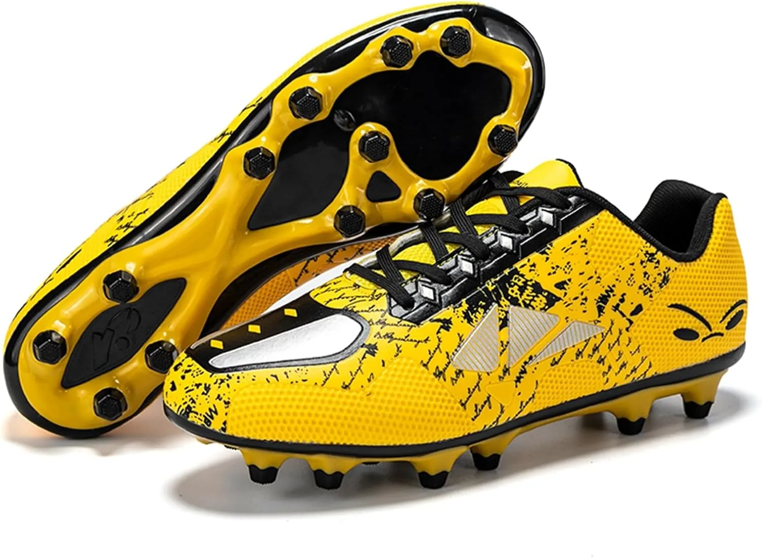 SANEARDE Boys Fashion Soccer Cleats Outdoor/Indoor Athletic Youth Flexible Football Shoes Ground Training Sneakers Lightweight Comfortable Little Kids/Big Kids