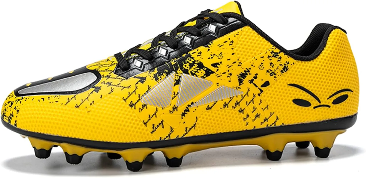 SANEARDE Boys Fashion Soccer Cleats Outdoor/Indoor Athletic Youth Flexible Football Shoes Ground Training Sneakers Lightweight Comfortable Little Kids/Big Kids