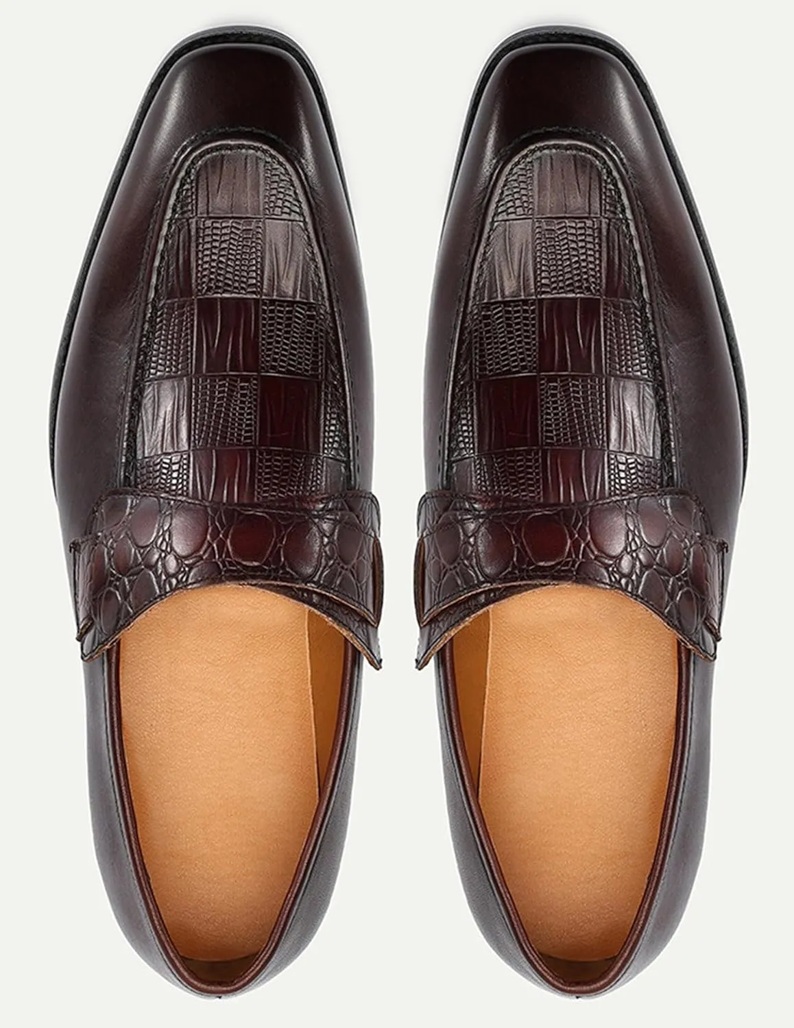 Santimon Men’s Casual Shoes Leather Penny Loafers | Slip-On Dress Shoes | Luxury Business Comfort Footwear for Office, Party & Wedding