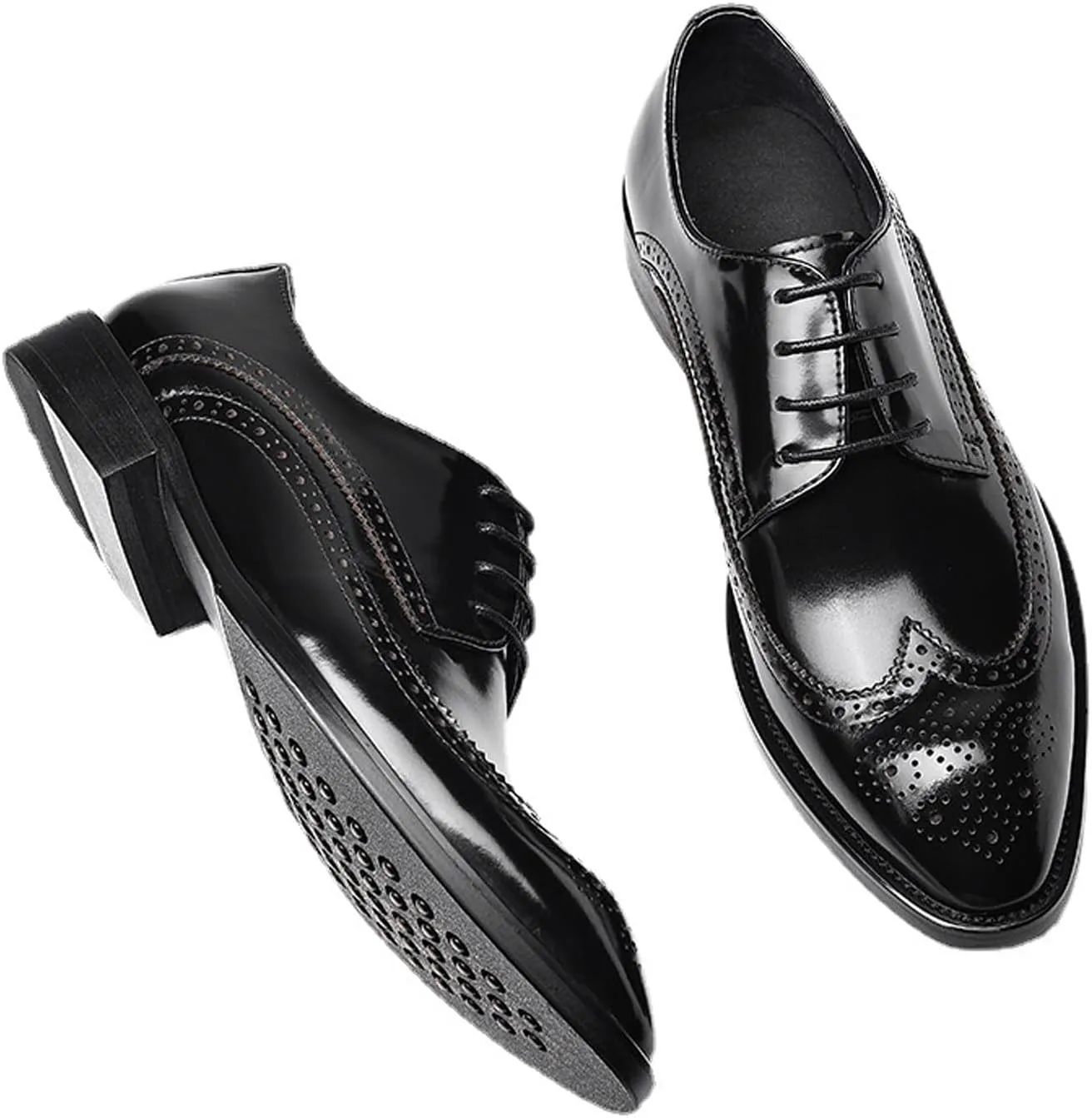 Santimon Men's Genuine Leather Wingtip Oxford Dress Shoes | Handcrafted Classic Brogue Derby for Formal, Wedding, Tuxedo & Business Casual Occasions