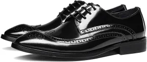 Santimon Men's Genuine Leather Wingtip Oxford Dress Shoes | Handcrafted Classic Brogue Derby for Formal, Wedding, Tuxedo & Business Casual Occasions