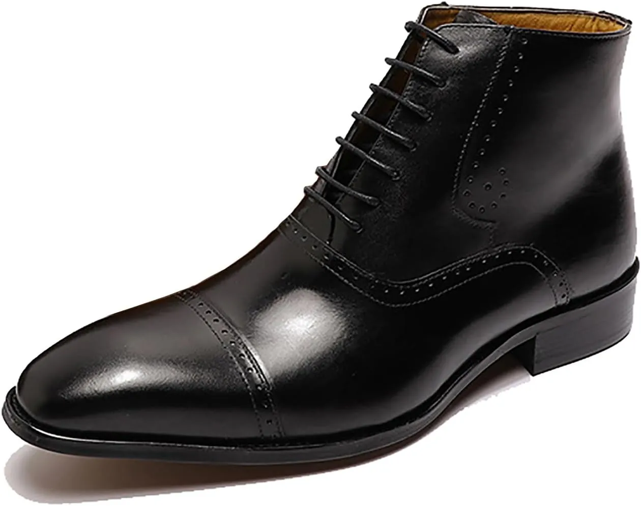 Santimon Mens Oxfords Boots Formal Dress Business Casual Ankle Boots Fashion Wingtip Brogues Genuine Leather Chelsea Wedding Tuxedo Western Boots for Men