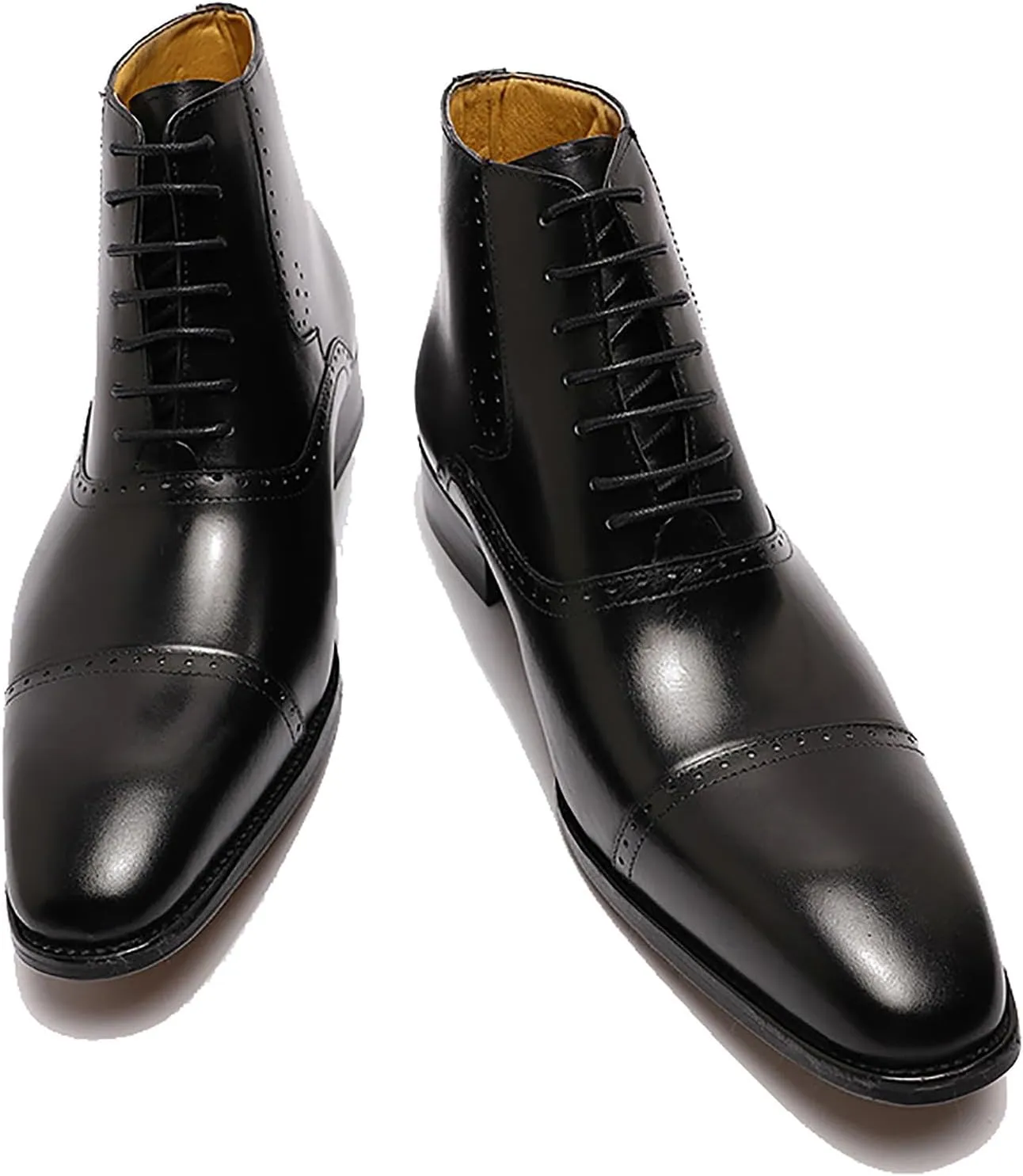 Santimon Mens Oxfords Boots Formal Dress Business Casual Ankle Boots Fashion Wingtip Brogues Genuine Leather Chelsea Wedding Tuxedo Western Boots for Men