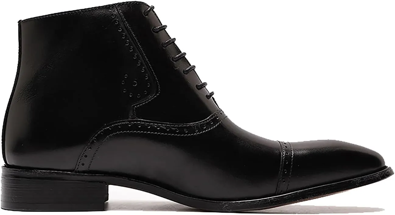 Santimon Mens Oxfords Boots Formal Dress Business Casual Ankle Boots Fashion Wingtip Brogues Genuine Leather Chelsea Wedding Tuxedo Western Boots for Men