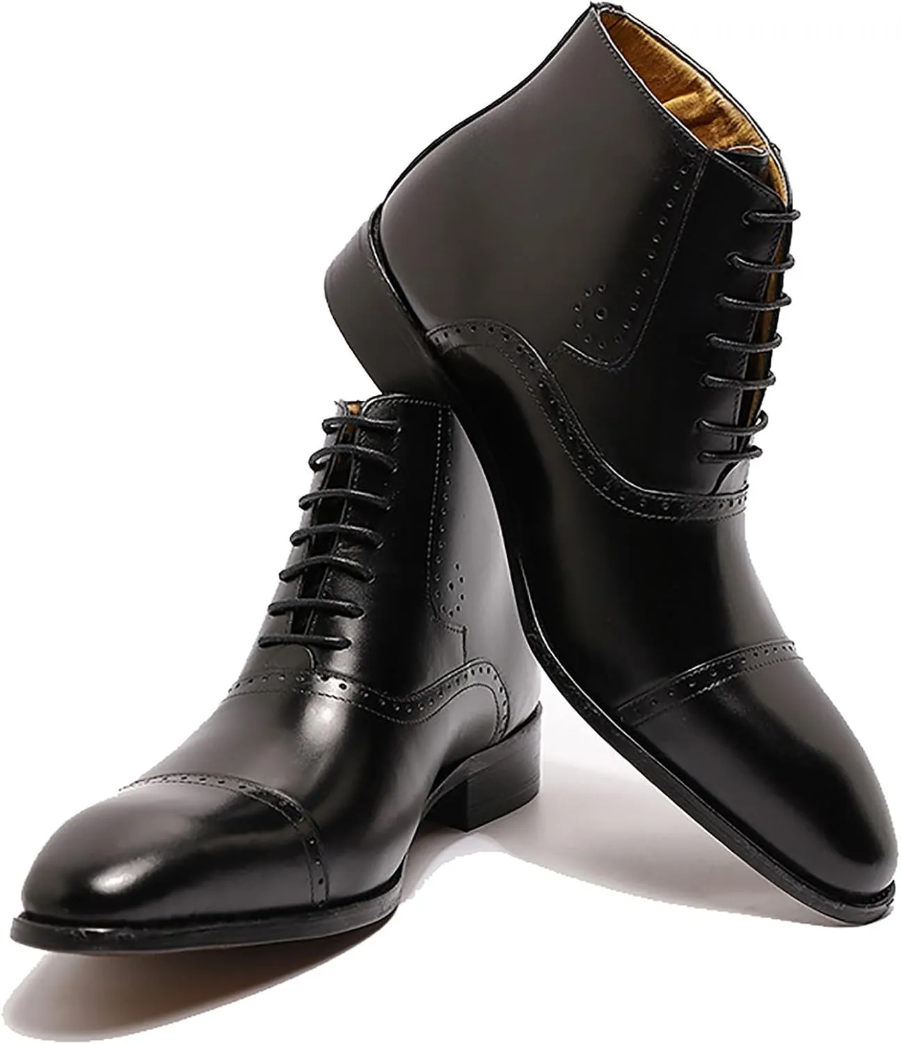 Santimon Mens Oxfords Boots Formal Dress Business Casual Ankle Boots Fashion Wingtip Brogues Genuine Leather Chelsea Wedding Tuxedo Western Boots for Men