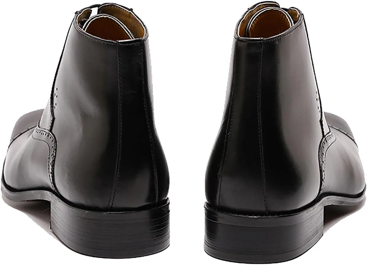 Santimon Mens Oxfords Boots Formal Dress Business Casual Ankle Boots Fashion Wingtip Brogues Genuine Leather Chelsea Wedding Tuxedo Western Boots for Men