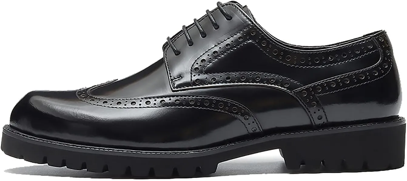 Santimon Men's Oxfords Casual Dress Wight Brogues Shoes Genuine Leather Derby Fashion Formal Tuxedo Walking Shoes for Men