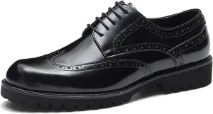Santimon Men's Oxfords Casual Dress Wight Brogues Shoes Genuine Leather Derby Fashion Formal Tuxedo Walking Shoes for Men