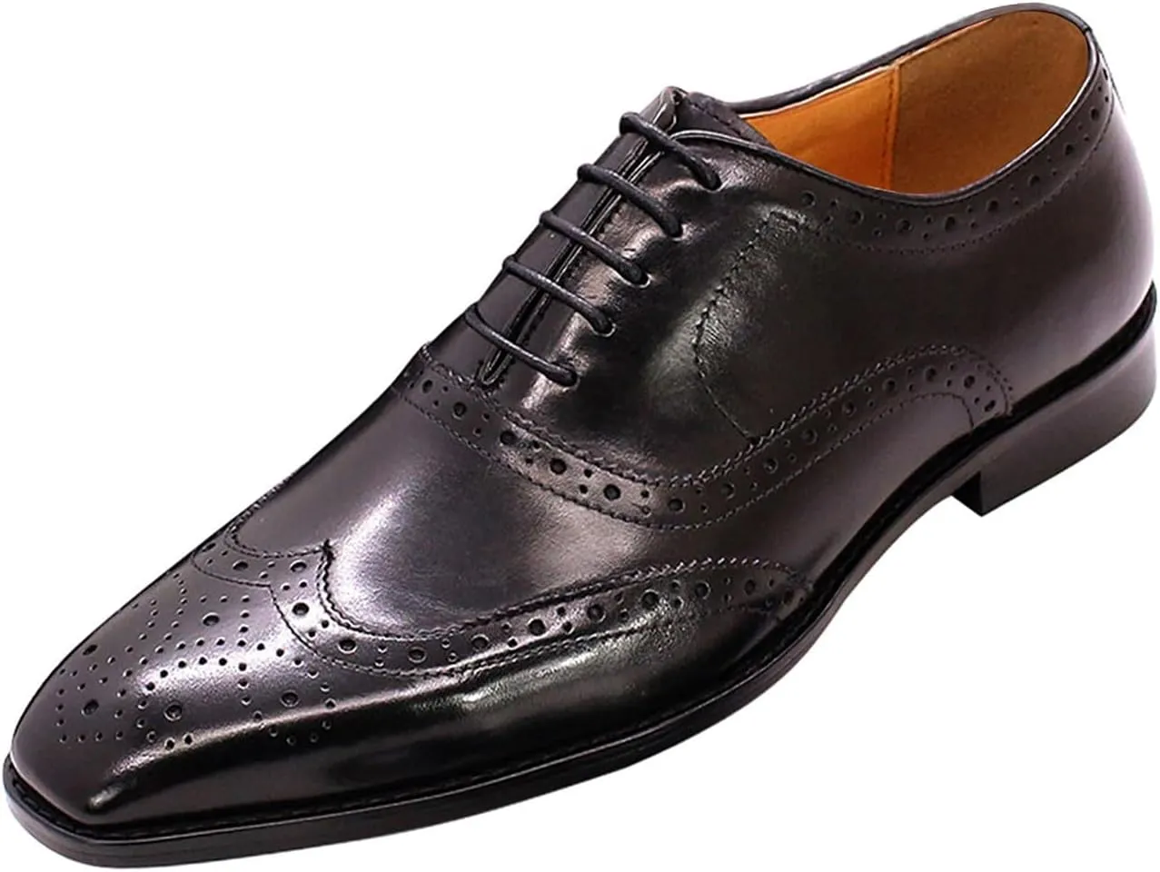 Santimon Men's Oxfords Dress Formal Wingtips Brogues Suit Shoes Genuine Leather Tuxedo Wedding Business Casual Comfortable Prom Shoes for Men