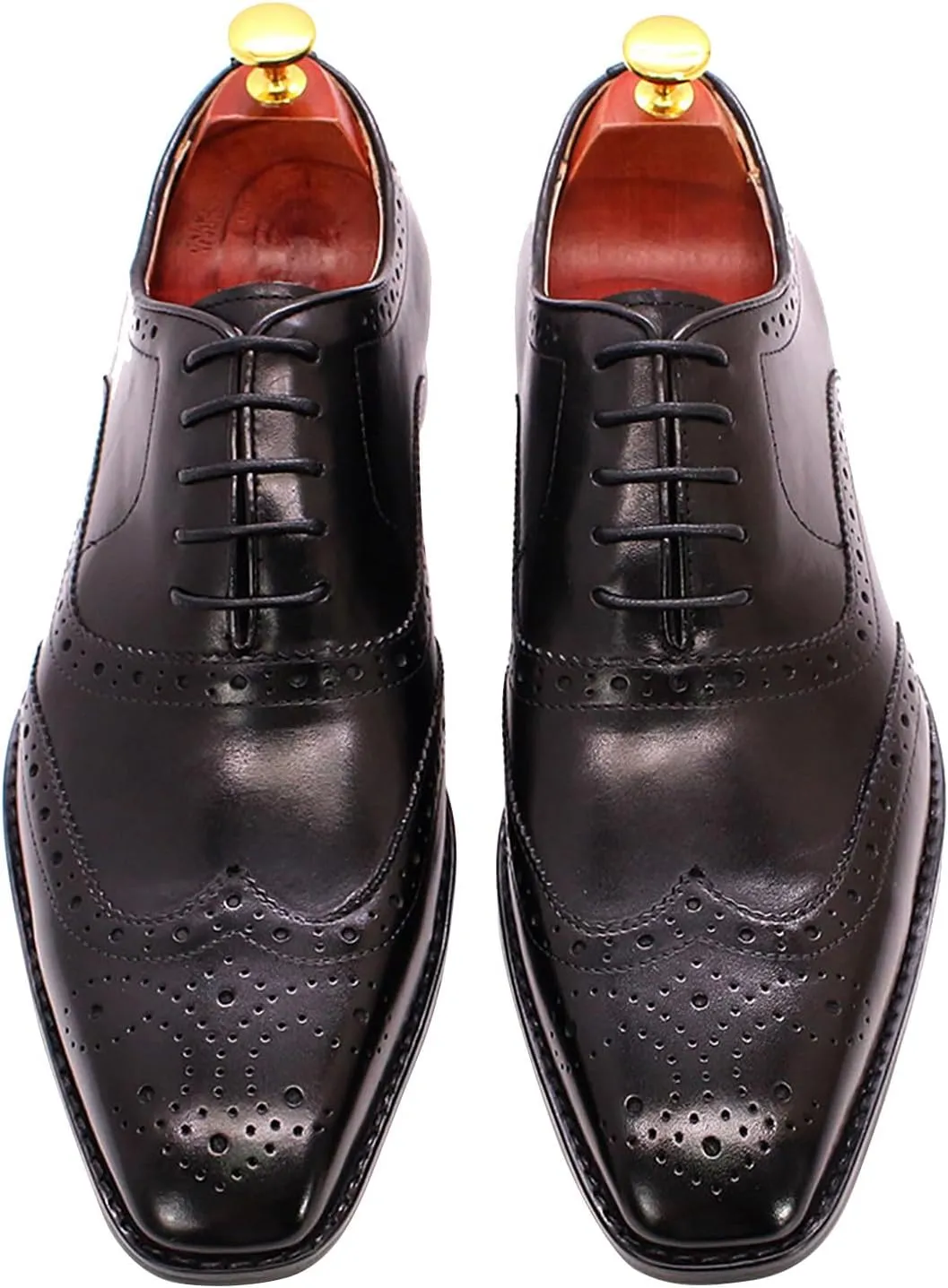 Santimon Men's Oxfords Dress Formal Wingtips Brogues Suit Shoes Genuine Leather Tuxedo Wedding Business Casual Comfortable Prom Shoes for Men