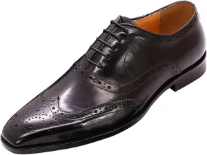 Santimon Men's Oxfords Dress Formal Wingtips Brogues Suit Shoes Genuine Leather Tuxedo Wedding Business Casual Comfortable Prom Shoes for Men