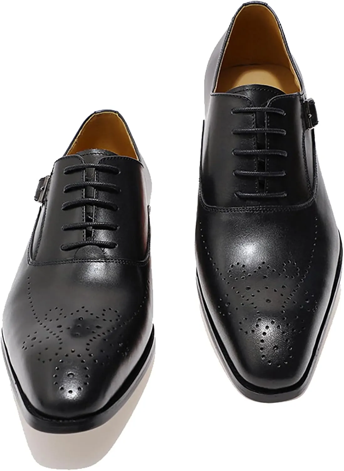 Santimon Men's Oxfords Formal Dress Genuine Leather Wingtip Brogues Oxford Wedding Tuxedo Business Casual Buckle Derby Fashion Comfor Suit Shoes for Mem