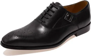 Santimon Men's Oxfords Formal Dress Genuine Leather Wingtip Brogues Oxford Wedding Tuxedo Business Casual Buckle Derby Fashion Comfor Suit Shoes for Mem