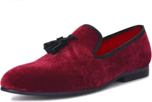 Santimon Mens Tassel Loafers Slip On Wedding Dress Velvet Penny Loafers Fashion Tuxedo Formal Business Casual Luxury Prom Shoes Smoking Party Ballroom Disco Moccasins for Men