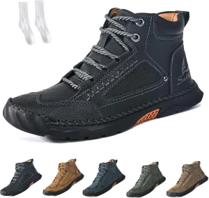 Sawbehind Boots, Men's Comfortable Handmade Leather Boots, Outdoor Leather Boots Wide, Waterproof, Arch Support Shoes
