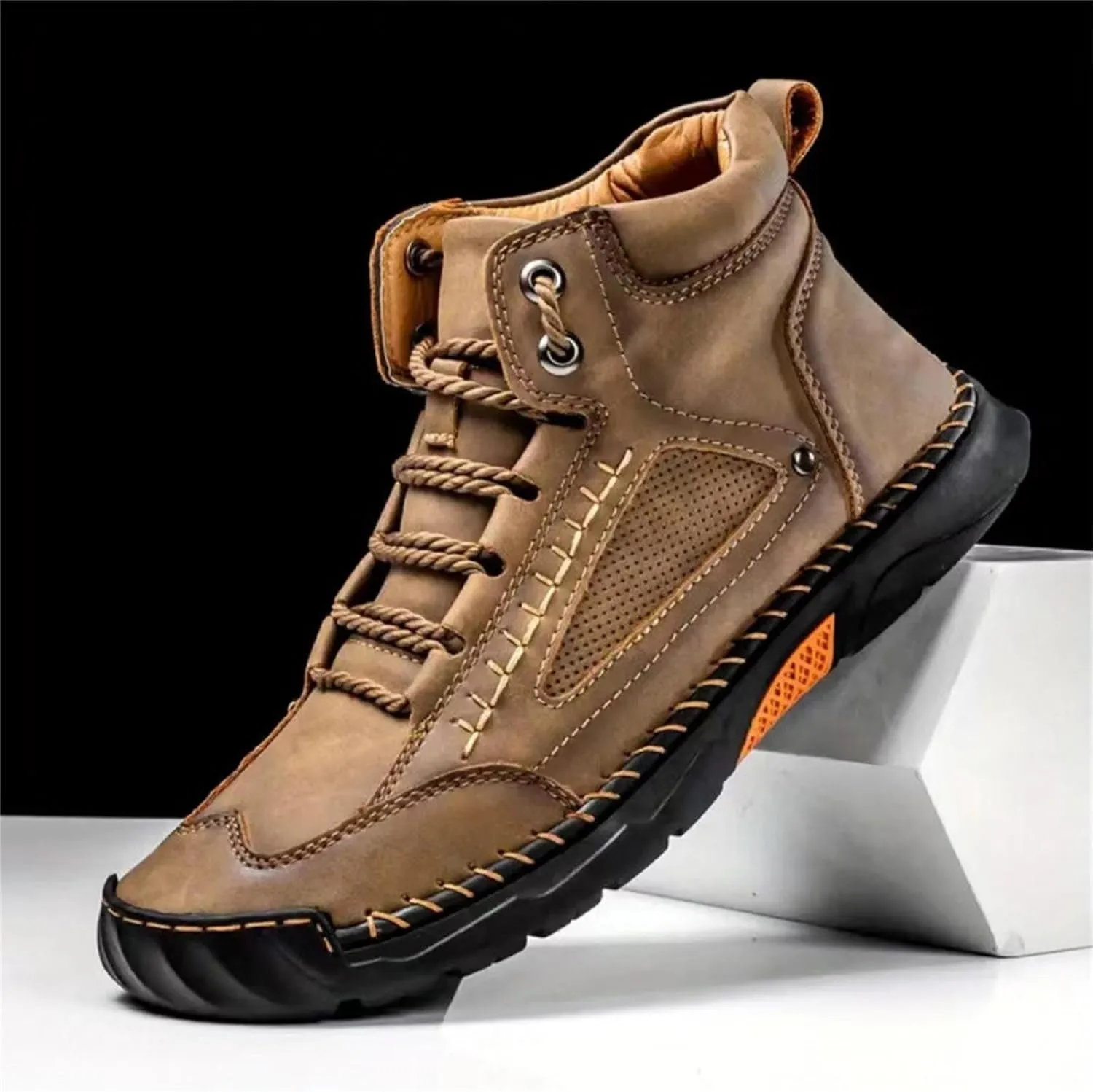 Sawbehind Mens Boots Comfortable Arch Support Handmade Waterproof Boots Casual Lightweight Hiking Outdoor Walking Sneakers
