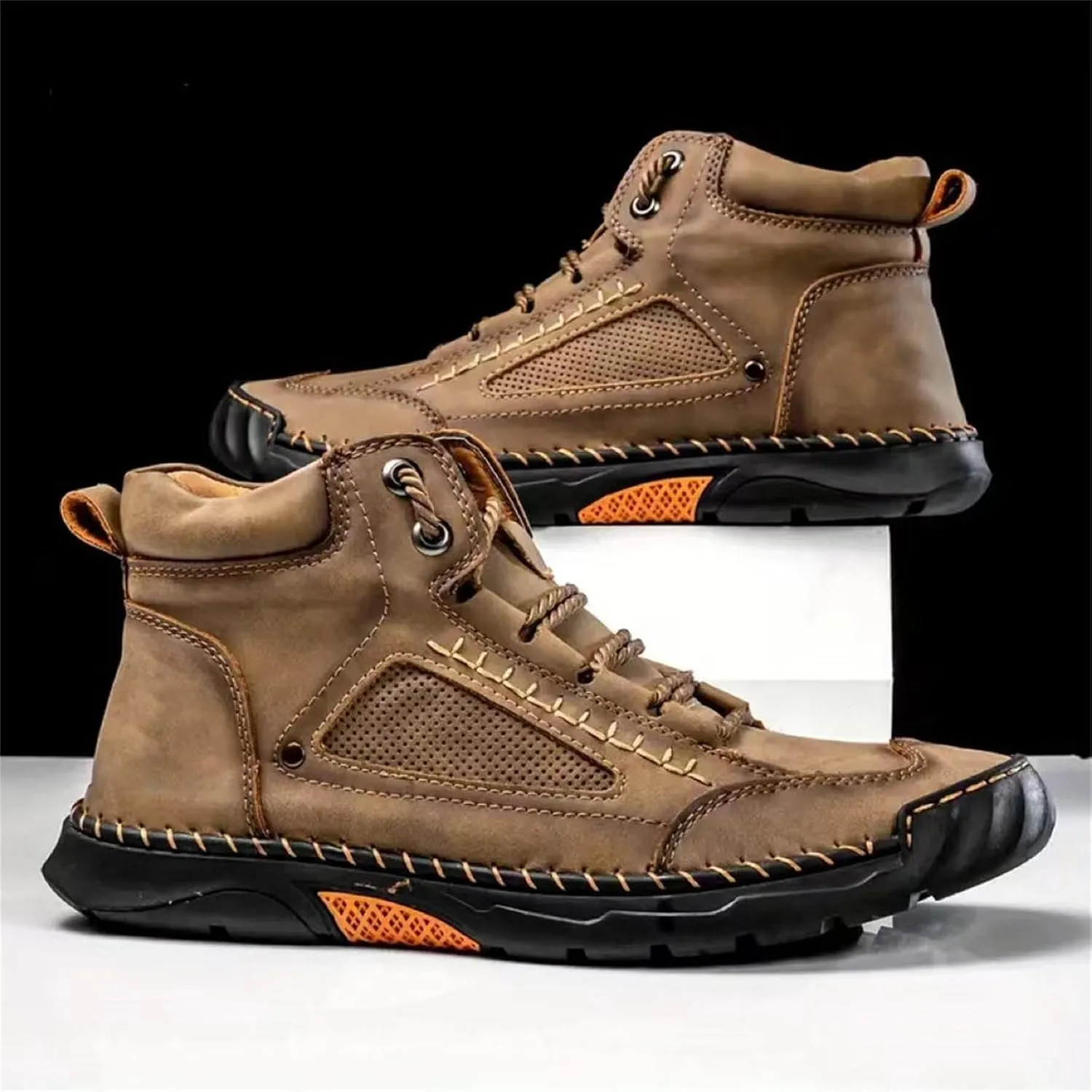 Sawbehind Mens Boots Comfortable Arch Support Handmade Waterproof Boots Casual Lightweight Hiking Outdoor Walking Sneakers