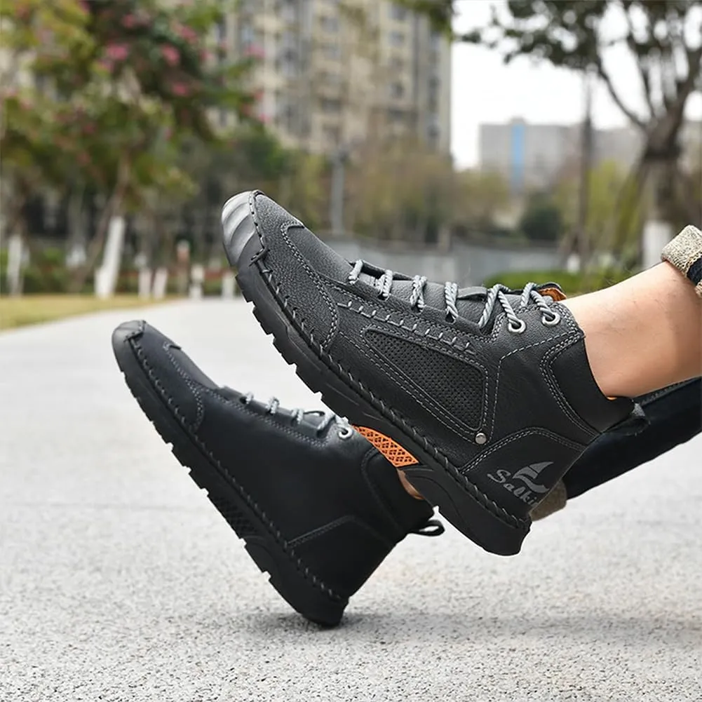 Sawbehind Mens Boots, Saw Behind Shoes, Waterproof Comfortable Handmade Leather Boots Winter Wide Arch Support