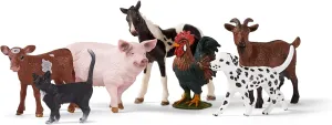 Schleich Farm World - 7 PC Farm Animal Playset with Dog, Cat, Pig, Goat, Rooster, Baby Horse and Cow Toys - Realistic Barnyard Figurines - Fun Educational Figures for Kids and Toddlers Ages 3 