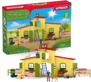 Schleich Farm World Animal Playset - 92pc Kids Farm Playset with Cow, Horse, Pig, Bull, and Accessories for Boys and Girls, Gift for Kids Age 3 , Yellow