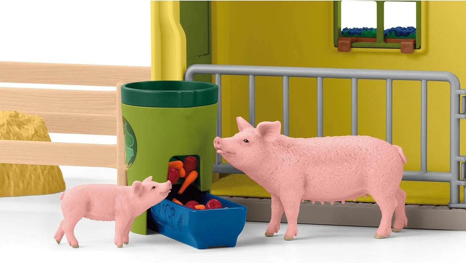 Schleich Farm World Animal Playset - 92pc Kids Farm Playset with Cow, Horse, Pig, Bull, and Accessories for Boys and Girls, Gift for Kids Age 3 , Yellow