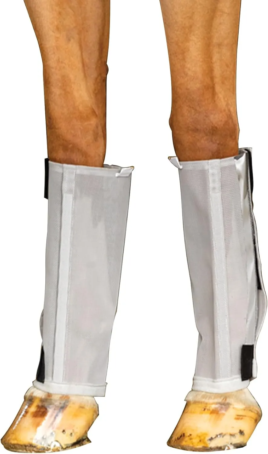 Schneiders Dura-Mesh BugGuard Horse Fly Boots | Set of 4 | Reflective Safety Strips | 1000D Poly Vinyl Mesh | Tapered Cone Fit | Color Gray | Size Medium